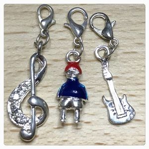 Melody, boy, guitar clip on dangle charm sets